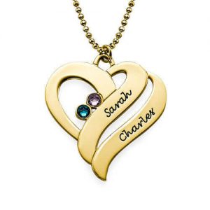 Collana Two Hearts Forever One con pietre preziose - Placcato in oro