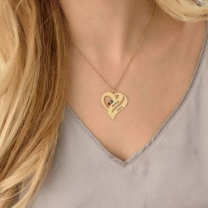 Collana Two Hearts Forever One con pietre preziose - Placcato in oro