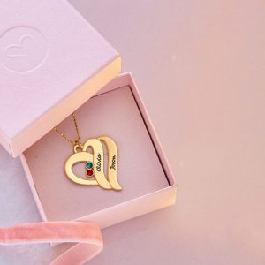 Collana Two Hearts Forever One con pietre preziose - Placcato in oro