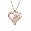 Collar de dos corazones para siempre uno chapado en oro rosa con diamantes
