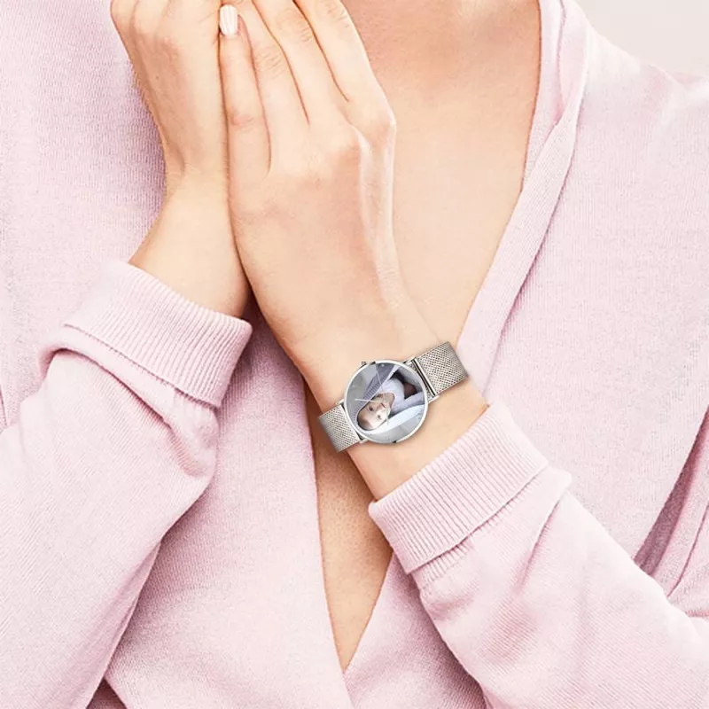 Orologio fotografico personalizzato da coppia unisex