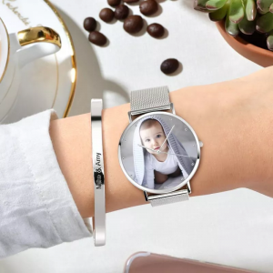 Orologio fotografico personalizzato da coppia unisex