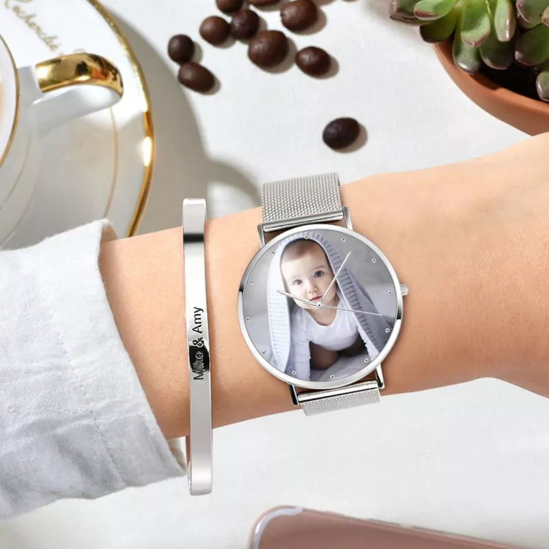 Orologio fotografico personalizzato da coppia unisex