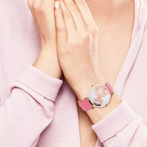 Orologio da donna con cinturino in pelle rosa