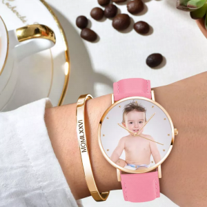 Orologio da donna con cinturino in pelle rosa