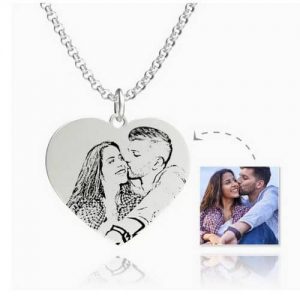 Collana da donna con etichetta incisa con foto in acciaio inossidabile con incisione