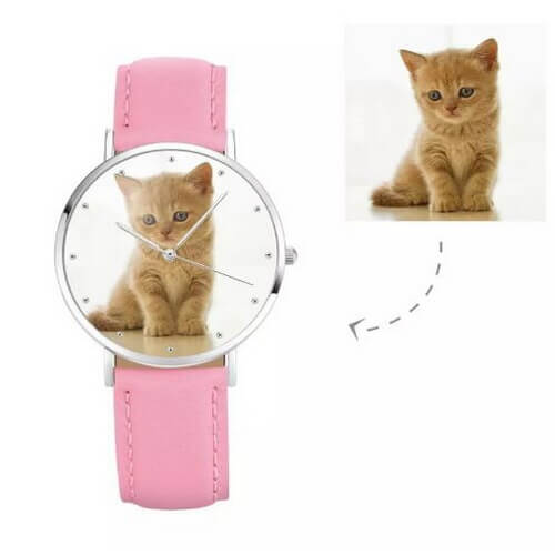 Orologio da donna con cinturino in pelle rosa