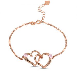Bracciale personalizzato con doppio inciso nome in oro rosa