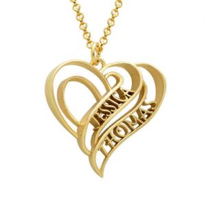 Collana a cuore 3D personalizzata con placcatura in oro