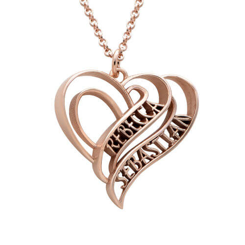 Collana a cuore 3D personalizzata con placcatura in oro rosa