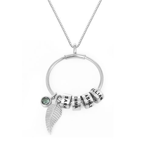 Circle Pendant Necklace with Leaf And Custom Beads - immagine 2