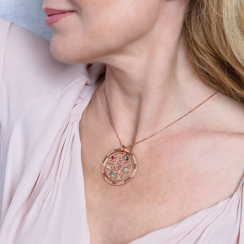 Family Tree Birthstone Necklace with Rose Gold Plating - immagine 2