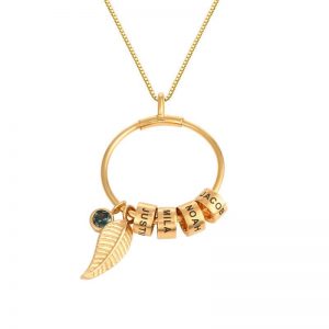 Collana con pendente a cerchio con foglia e perline personalizzate