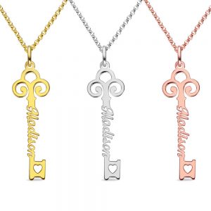 Personalized Key to True Love Birthstone Name Necklace