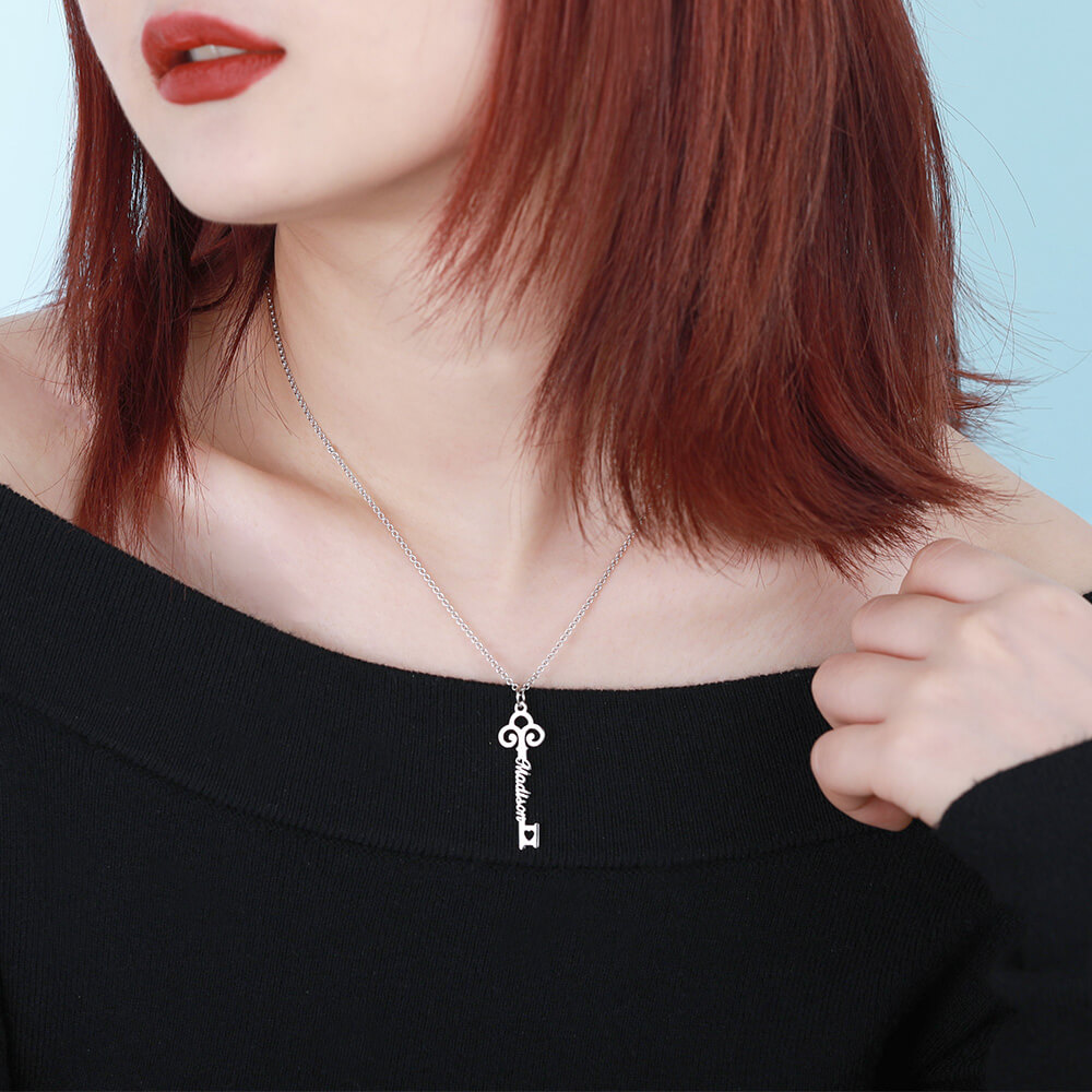 Personalized Key to True Love Birthstone Name Necklace - Image 10