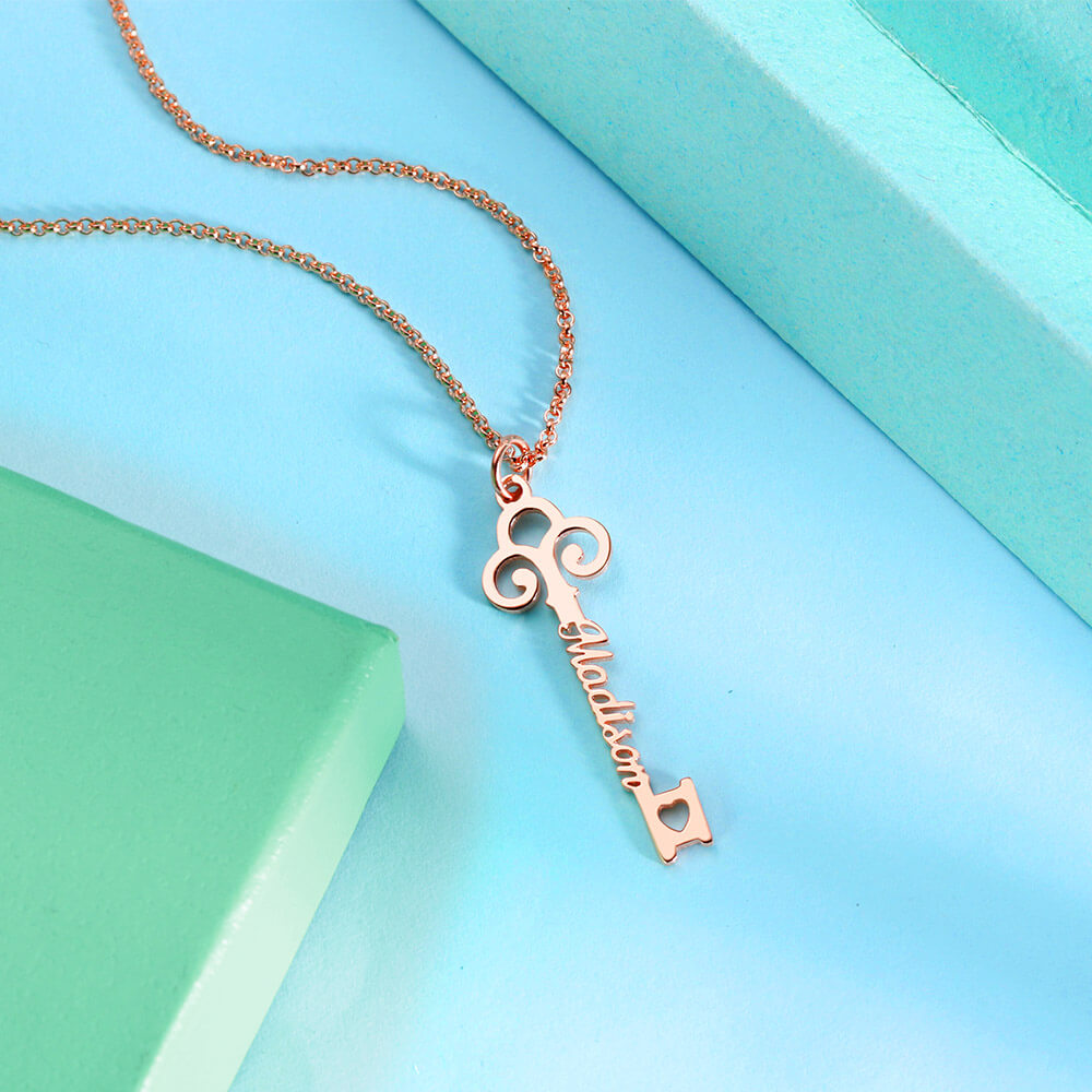 Personalized Key to True Love Birthstone Name Necklace - Image 8