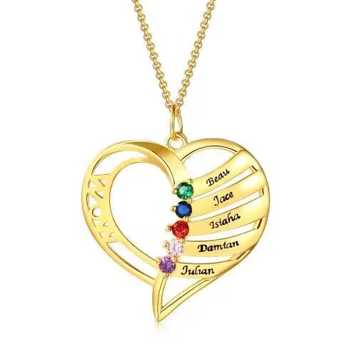 Personalized Name and Birthstone Family Necklace for Mom - Image 4