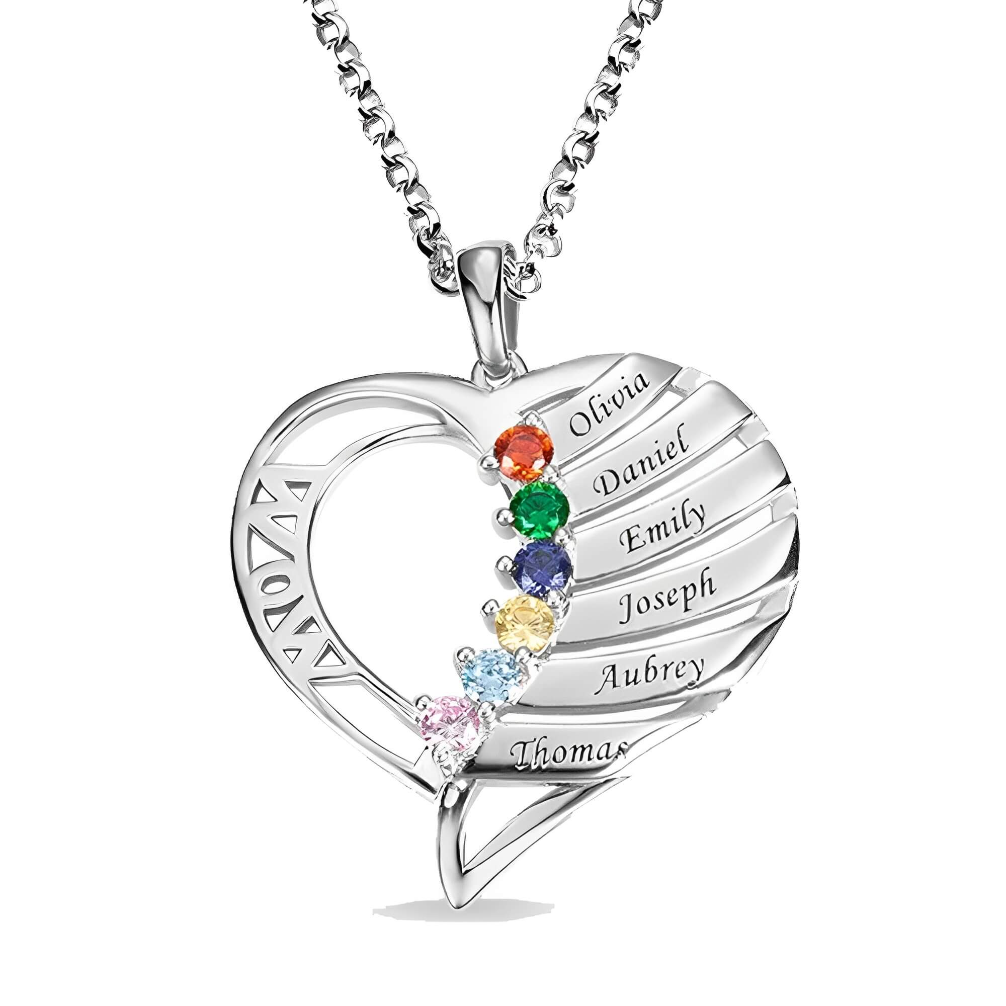Personalized Name and Birthstone Family Necklace for Mom - Image 3