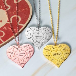 Personalized Heart Puzzle Necklace