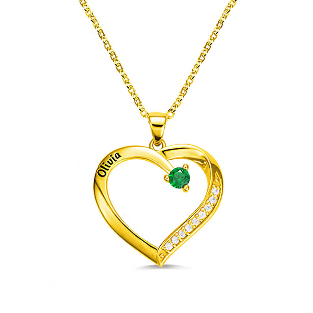 Personalized sterling silver family heart necklace with custom name and birthstone design – a commemorative gift to cherish - Image 12