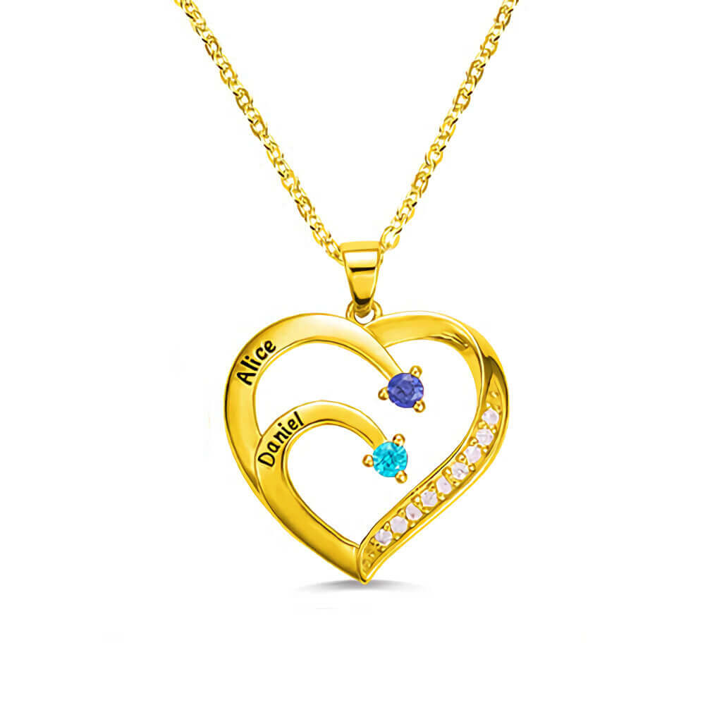Personalized sterling silver family heart necklace with custom name and birthstone design – a commemorative gift to cherish - Image 13