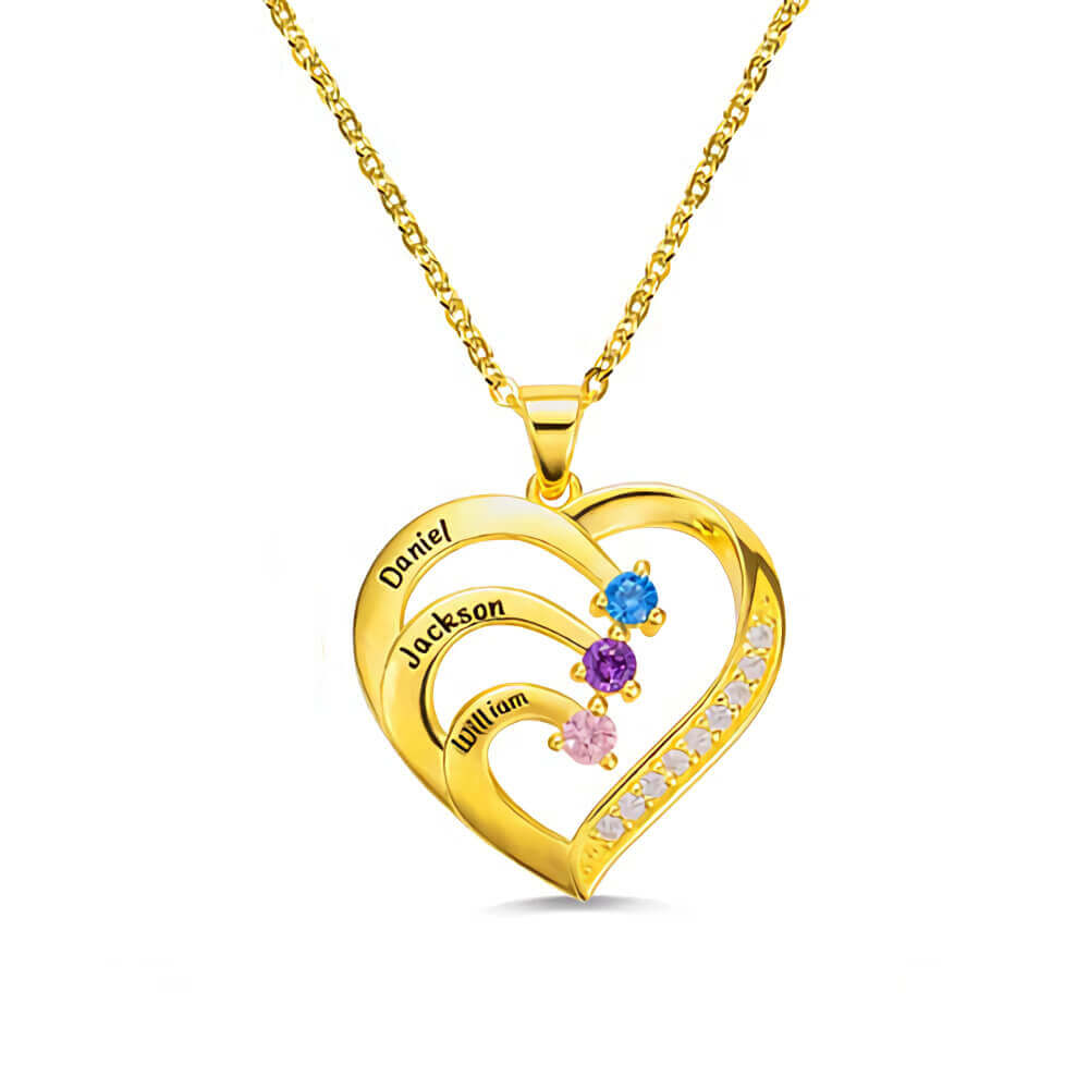 Personalized sterling silver family heart necklace with custom name and birthstone design – a commemorative gift to cherish - Image 14