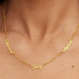 Bellissima collana multinome personalizzata, argento, oro, oro rosa