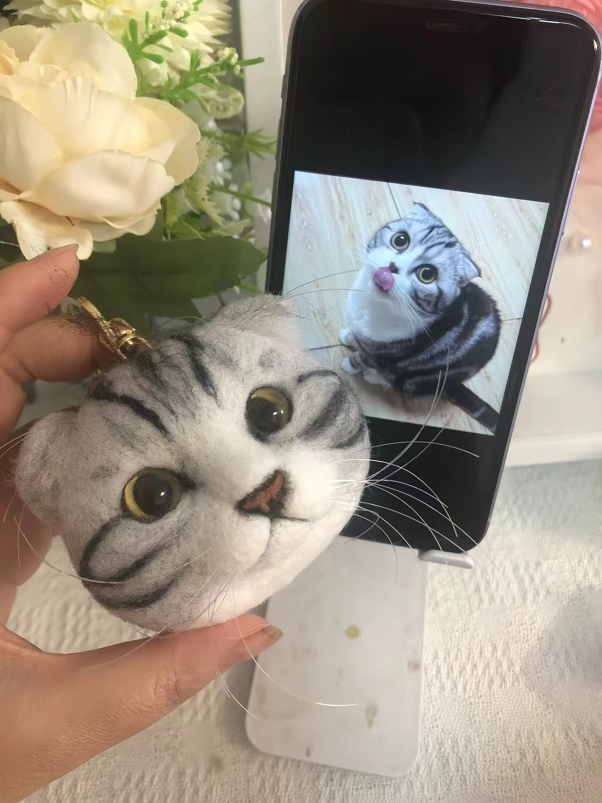 Simulated wool felt pet custom pendant, keep it by your side forever, exclusive pendant, cute pendant - immagine 2