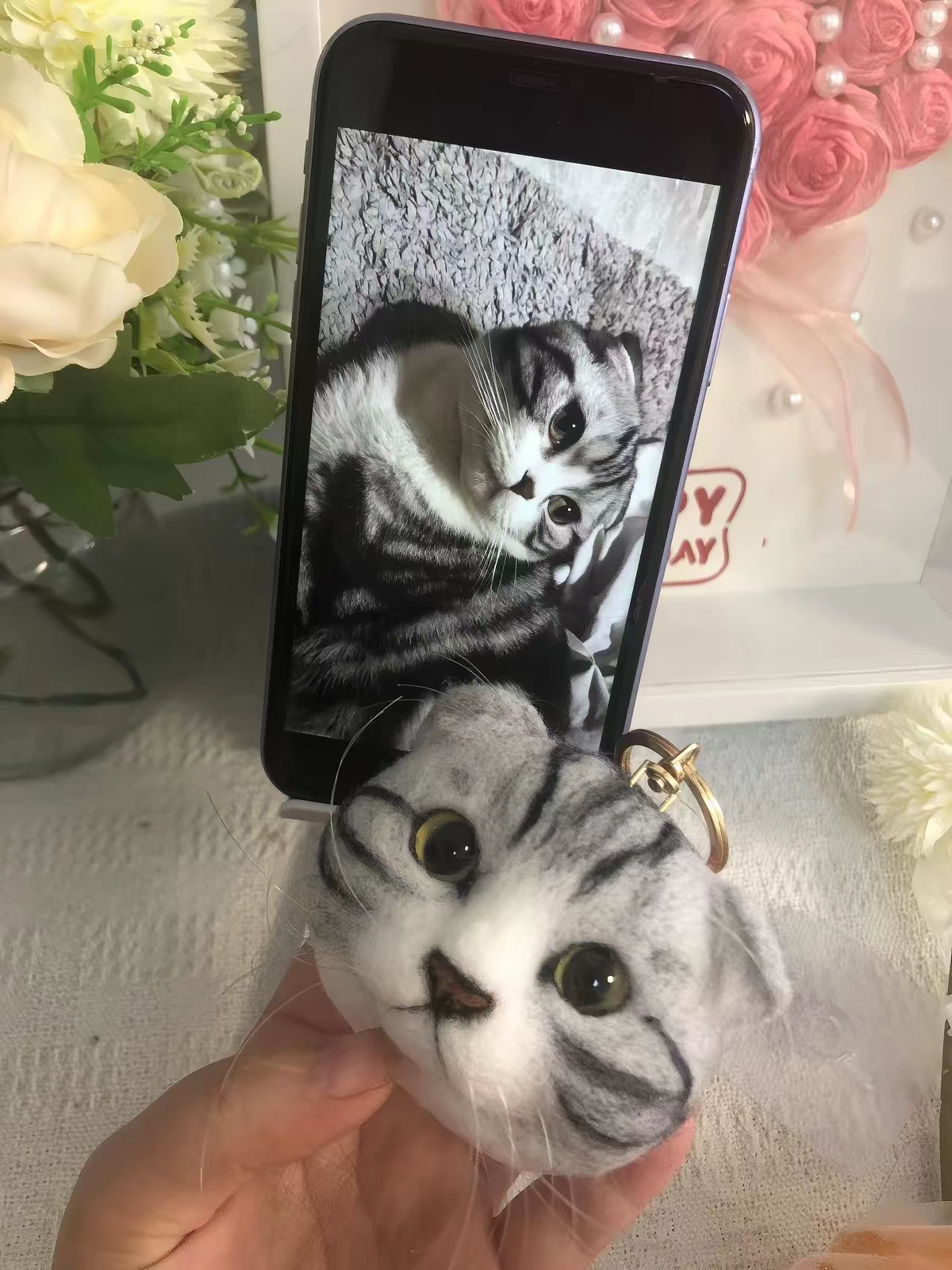 Simulated wool felt pet custom pendant, keep it by your side forever, exclusive pendant, cute pendant - immagine 3